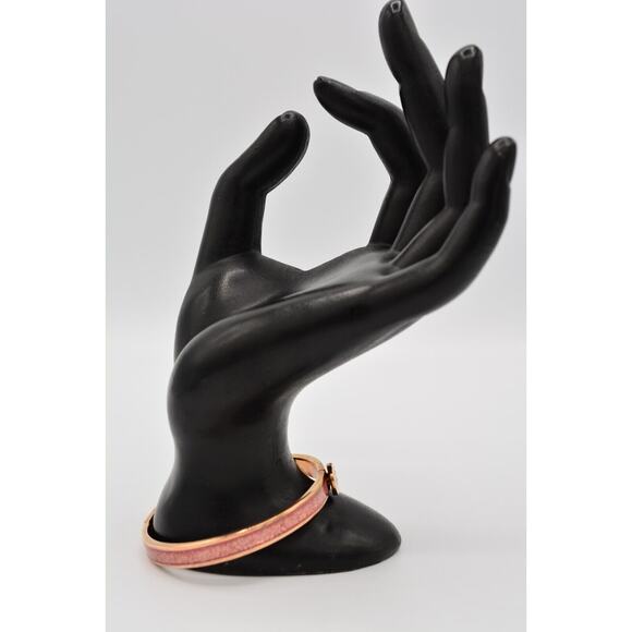 Coach Bangle Bracelet Rose Gold Tone Pink Glitter Enamel Thailand Signed Bin7 - Picture 7 of 12